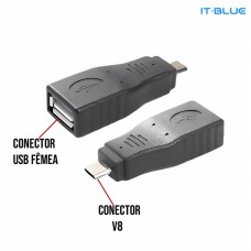 Adaptador USB Fêmea x V8 LE-04 It Blue - Preto